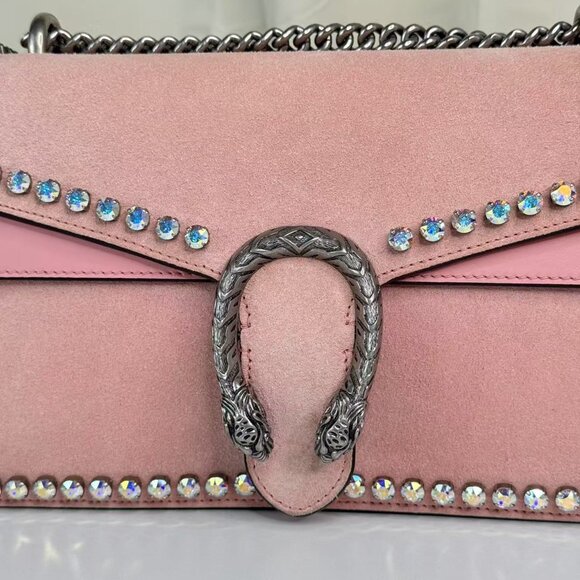 Gucci Pink Velvet Medium Dionysus Shoulder Bag with Crystal Embellishments - Picture 2 of 9